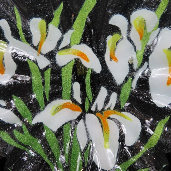 Vintage Fused Art Glass White Iris Sydenstricker - Picture 2 of 4